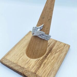 Angel Wings Pave Set CZ Sterling Silver Ring Size 8